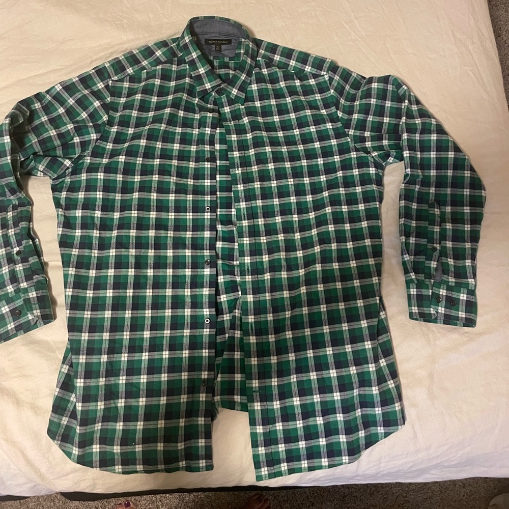 Mens Plaid Flannel Button Down- Banana Republic